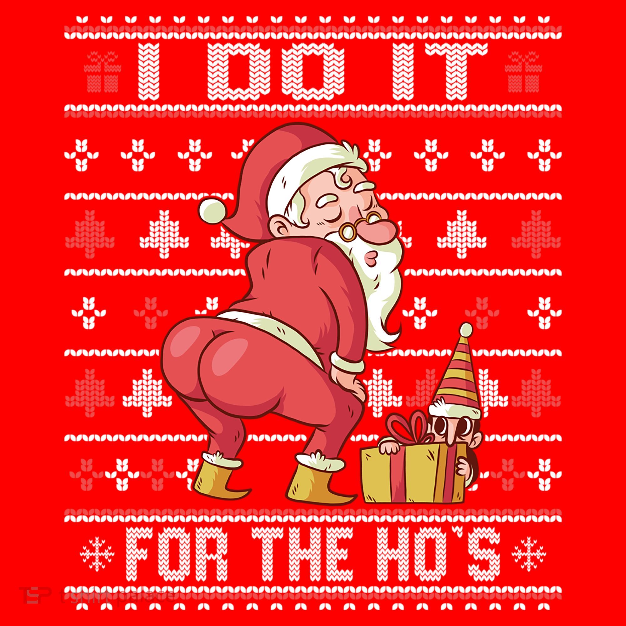 I Do It For The Hos Twerking Santa Rude Christmas Sweater Gift Santa Hat