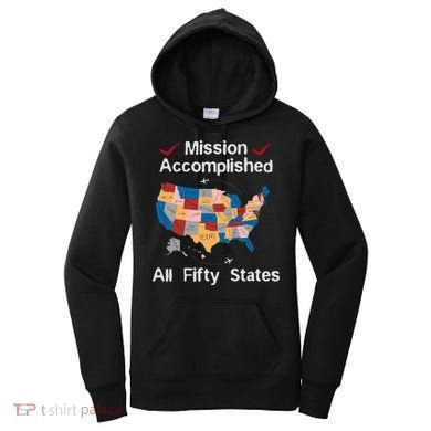 I Did It! Visit All 50 Usa States Design Road Trip Vacation Women's Hoodie