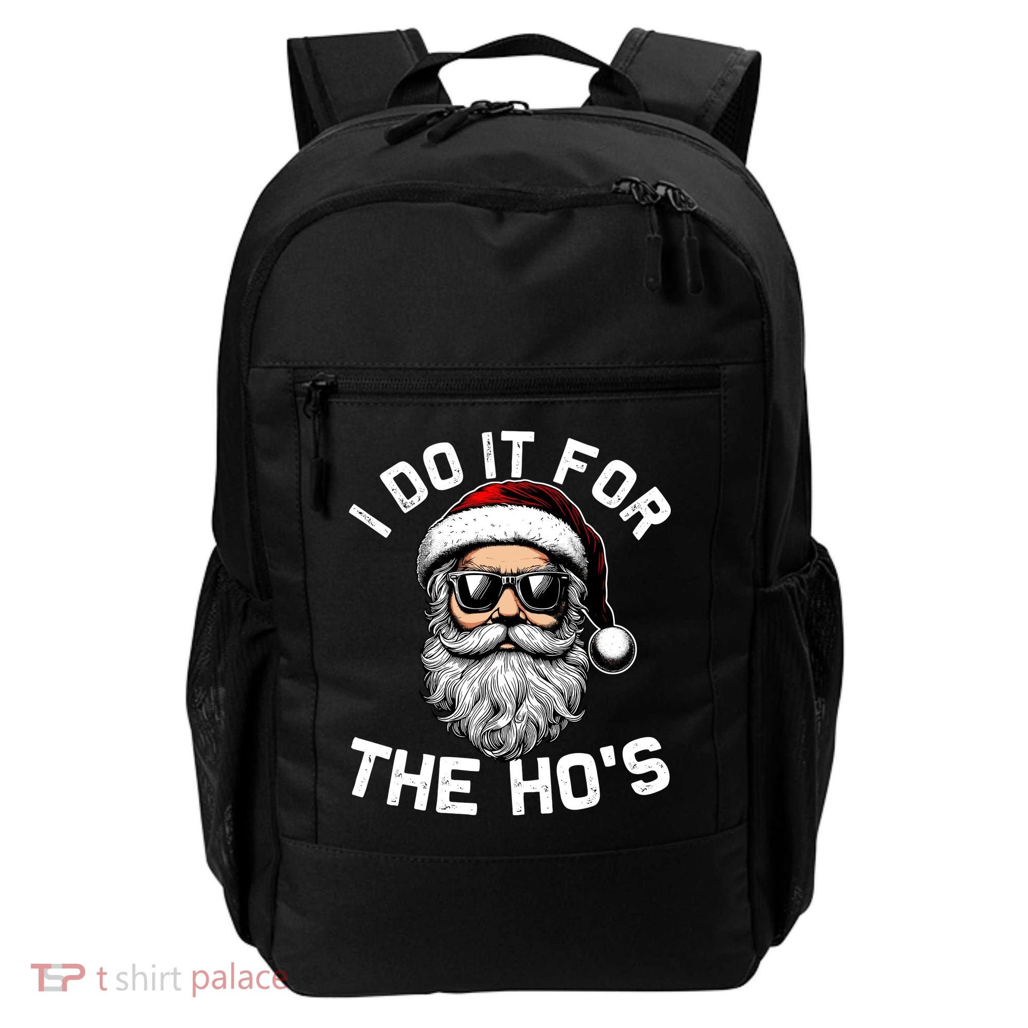 I Do It For The Hos Inappropriate Christmas Funny Santa Face Backpack