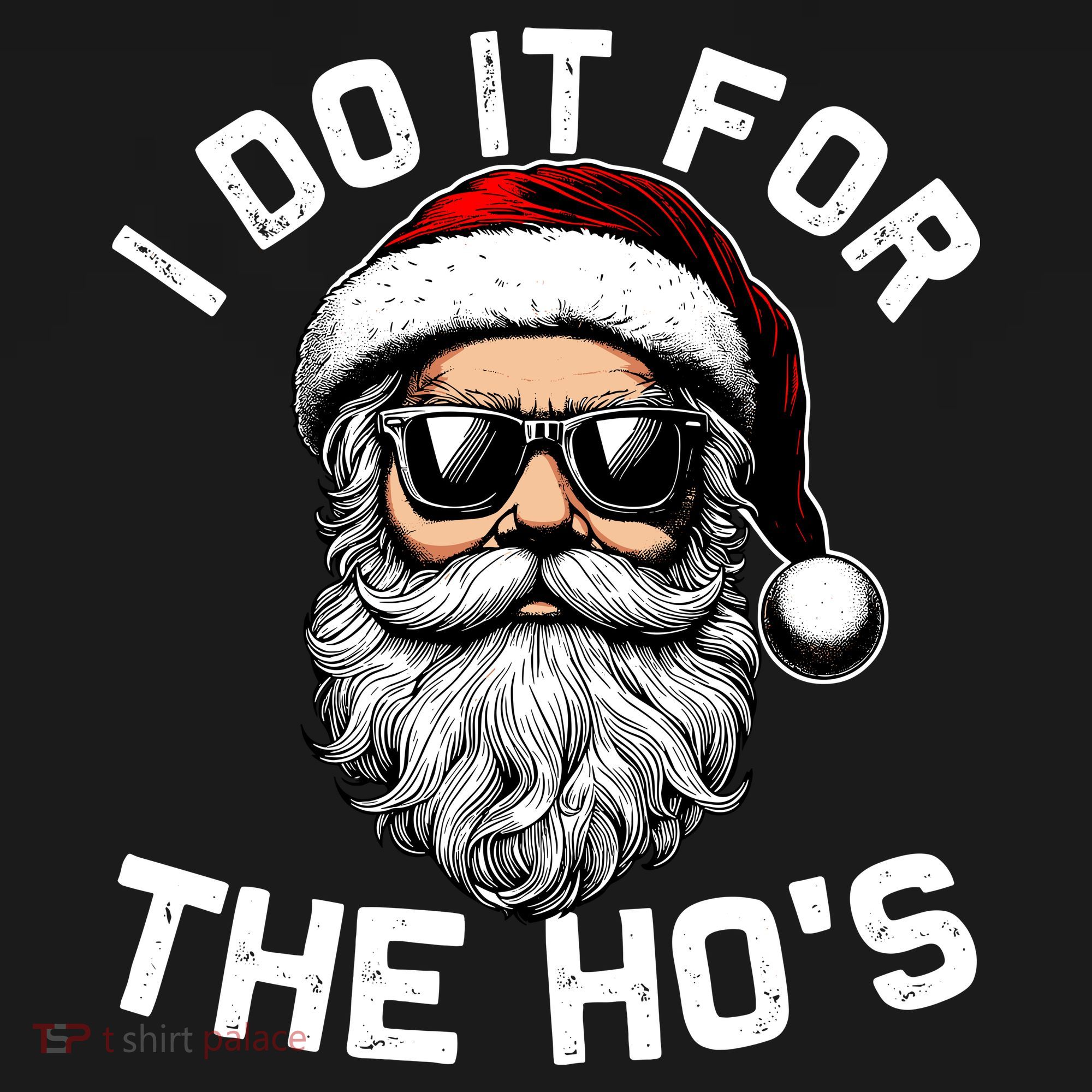 I Do It For The Hos Inappropriate Christmas Funny Santa Face Polo
