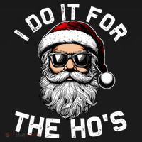 I Do It For The Hos Inappropriate Christmas Funny Santa Face Women's Hoodie thumb 2