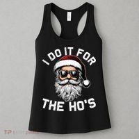 I Do It For The Hos Inappropriate Christmas Funny Santa Face Women's Tank Top thumb 3