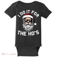 I Do It For The Hos Inappropriate Christmas Funny Santa Face Baby Bodysuit thumb 0