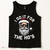 I Do It For The Hos Inappropriate Christmas Funny Santa Face Tank Top thumb 2