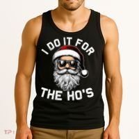 I Do It For The Hos Inappropriate Christmas Funny Santa Face Tank Top thumb 3