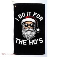 I Do It For The Hos Inappropriate Christmas Funny Santa Face Golf Towel thumb 0
