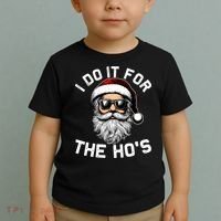 I Do It For The Hos Inappropriate Christmas Funny Santa Face Toddler T-Shirt thumb 2