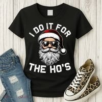 I Do It For The Hos Inappropriate Christmas Funny Santa Face Women's T-Shirt thumb 3