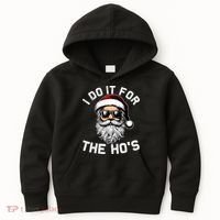 I Do It For The Hos Inappropriate Christmas Funny Santa Face Kids Hoodie thumb 0
