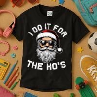 I Do It For The Hos Inappropriate Christmas Funny Santa Face Kids T-Shirt thumb 3