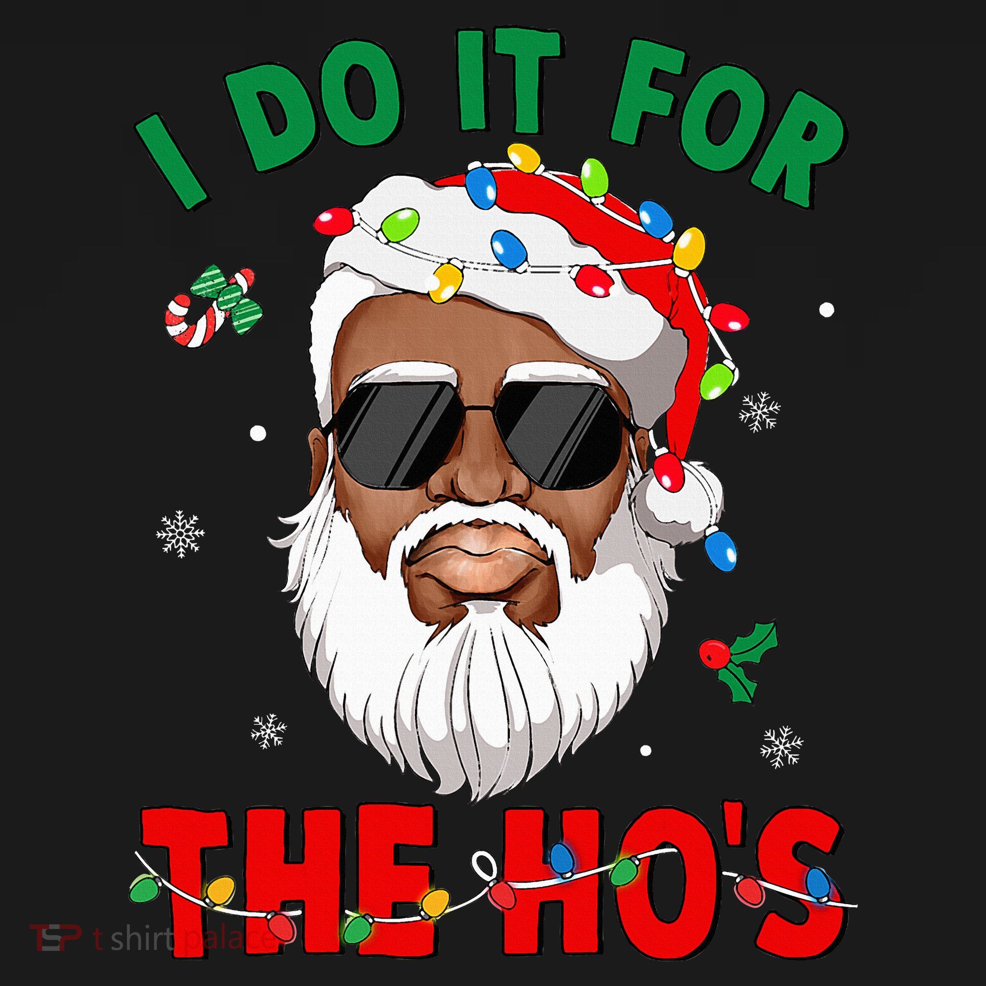 I Do It For The Hos African American Santa Black Xmas Pjs Women's Hoodie