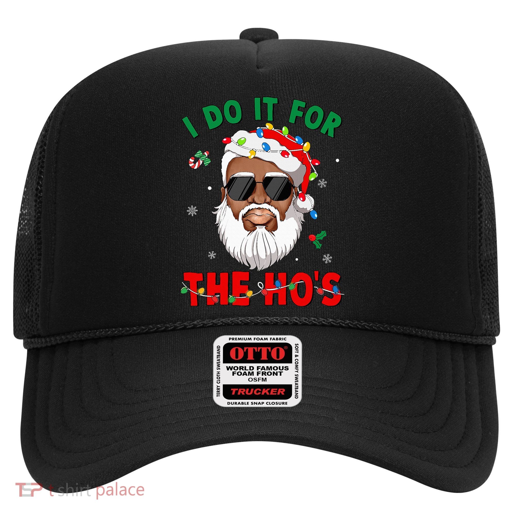 I Do It For The Hos African American Santa Black Xmas Pjs Hat