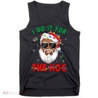 I Do It For The Hos African American Santa Black Xmas Pjs Tank Top thumb 0