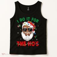I Do It For The Hos African American Santa Black Xmas Pjs Tank Top thumb 2