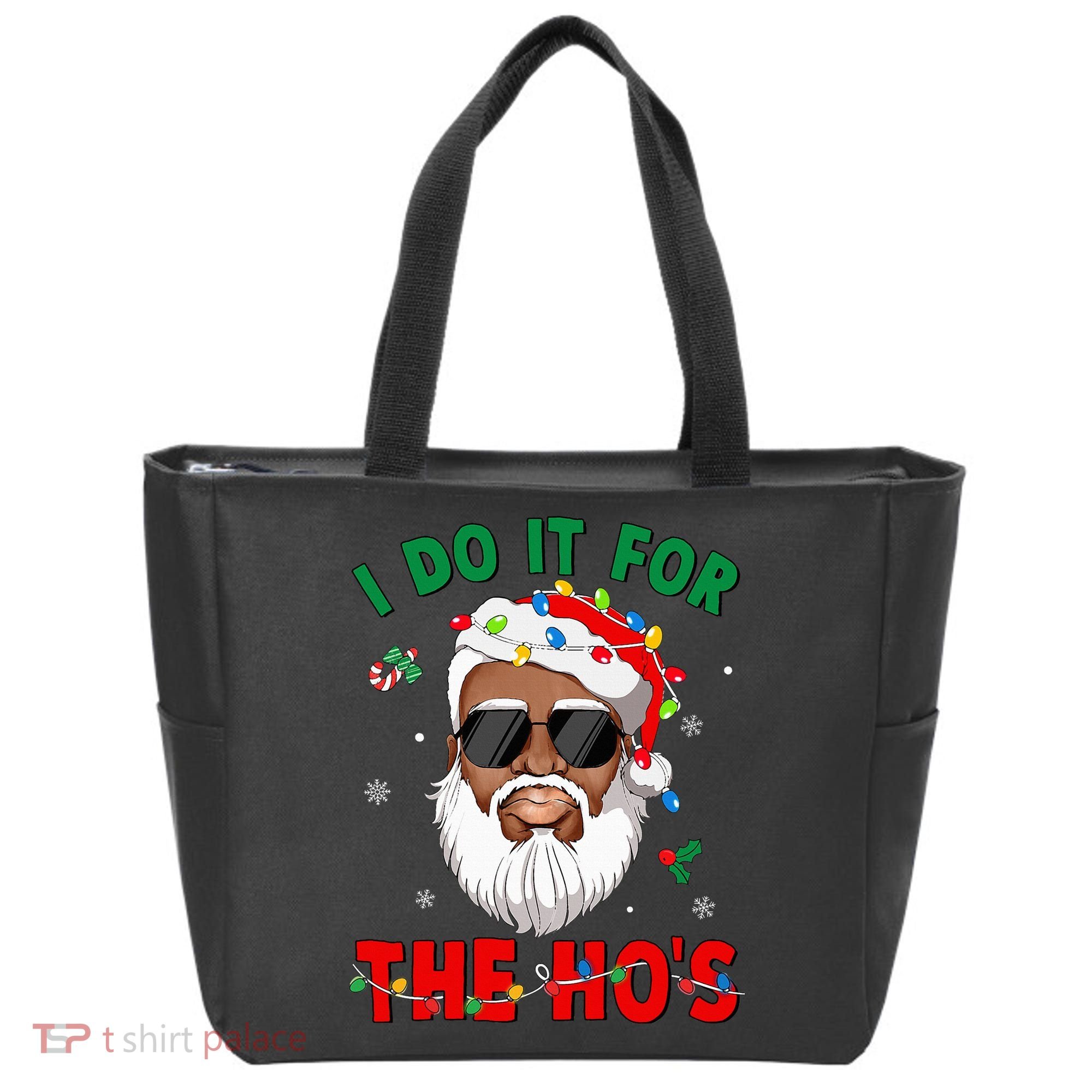 I Do It For The Hos African American Santa Black Xmas Pjs Tote Bag