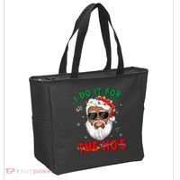 I Do It For The Hos African American Santa Black Xmas Pjs Tote Bag thumb 2