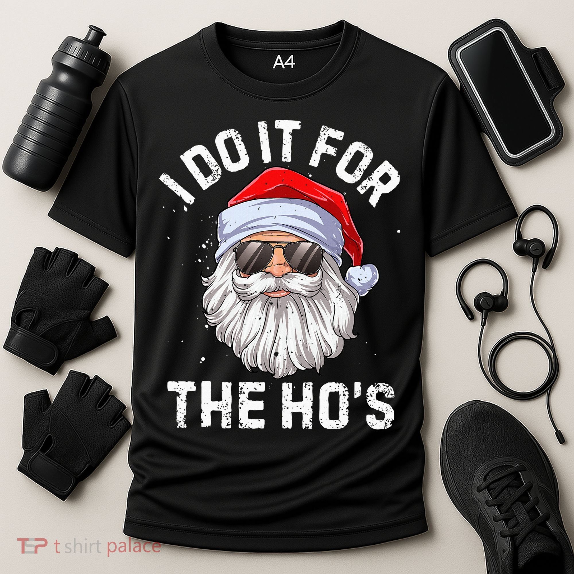 I Do It For The HoS Funny Inappropriate Christmas Santa Cooling Performance Crew T-Shirt