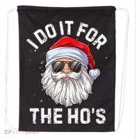 I Do It For The HoS Funny Inappropriate Christmas Santa Drawstring Bag thumb 0