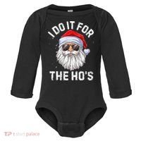 I Do It For The HoS Funny Inappropriate Christmas Santa Baby Long Sleeve Bodysuit thumb 0