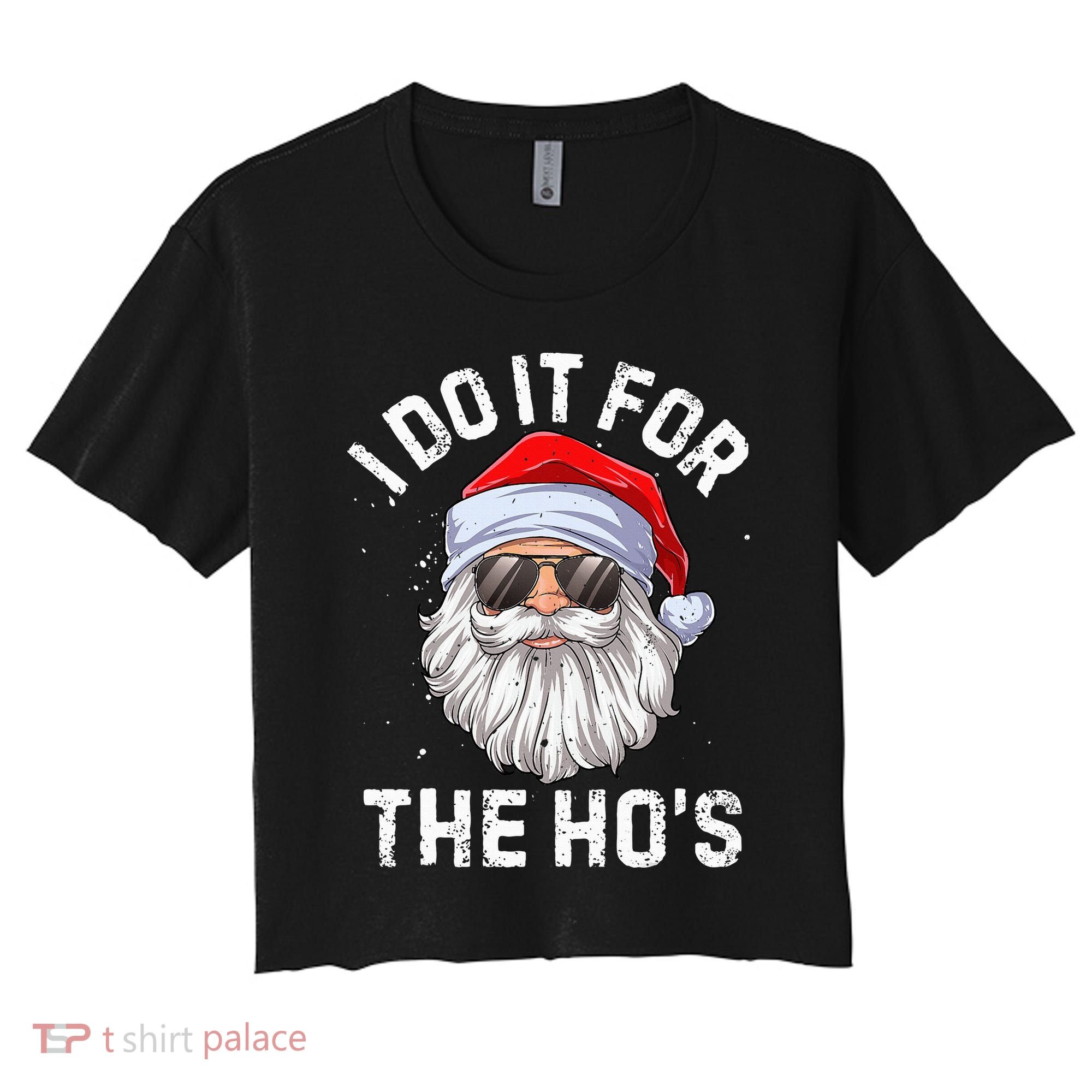 I Do It For The HoS Funny Inappropriate Christmas Santa Women's Crop Top Tee