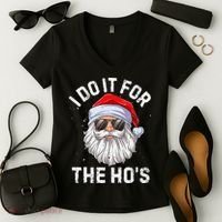 I Do It For The HoS Funny Inappropriate Christmas Santa Women's V-Neck T-Shirt thumb 2