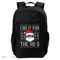 I Do It For The Hos Gift Santa Black Ugly Sweater Christmas Gift Backpack thumb 0