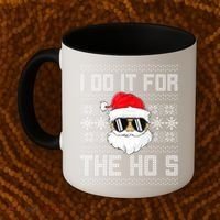I Do It For The Hos Gift Santa Black Ugly Sweater Christmas Gift Coffee Mug thumb 2