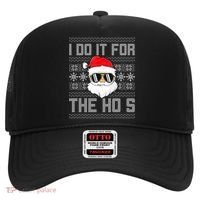 I Do It For The Hos Gift Santa Black Ugly Sweater Christmas Gift Hat thumb 0