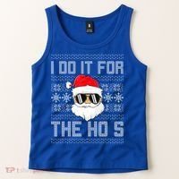 I Do It For The Hos Gift Santa Black Ugly Sweater Christmas Gift Tank Top thumb 2