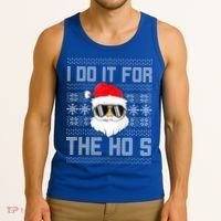 I Do It For The Hos Gift Santa Black Ugly Sweater Christmas Gift Tank Top thumb 3