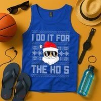 I Do It For The Hos Gift Santa Black Ugly Sweater Christmas Gift Tank Top thumb 4