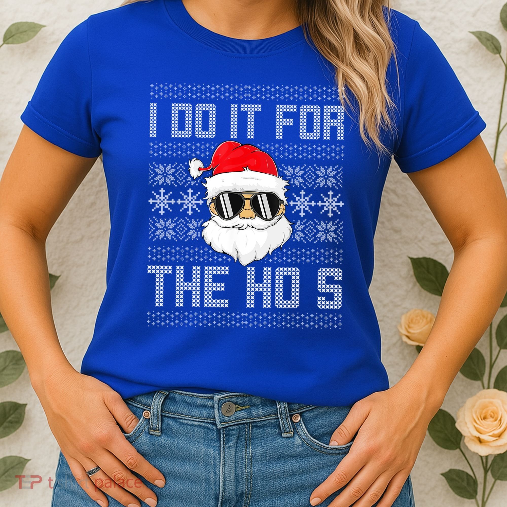 I Do It For The Hos Gift Santa Black Ugly Sweater Christmas Gift Women's T-Shirt