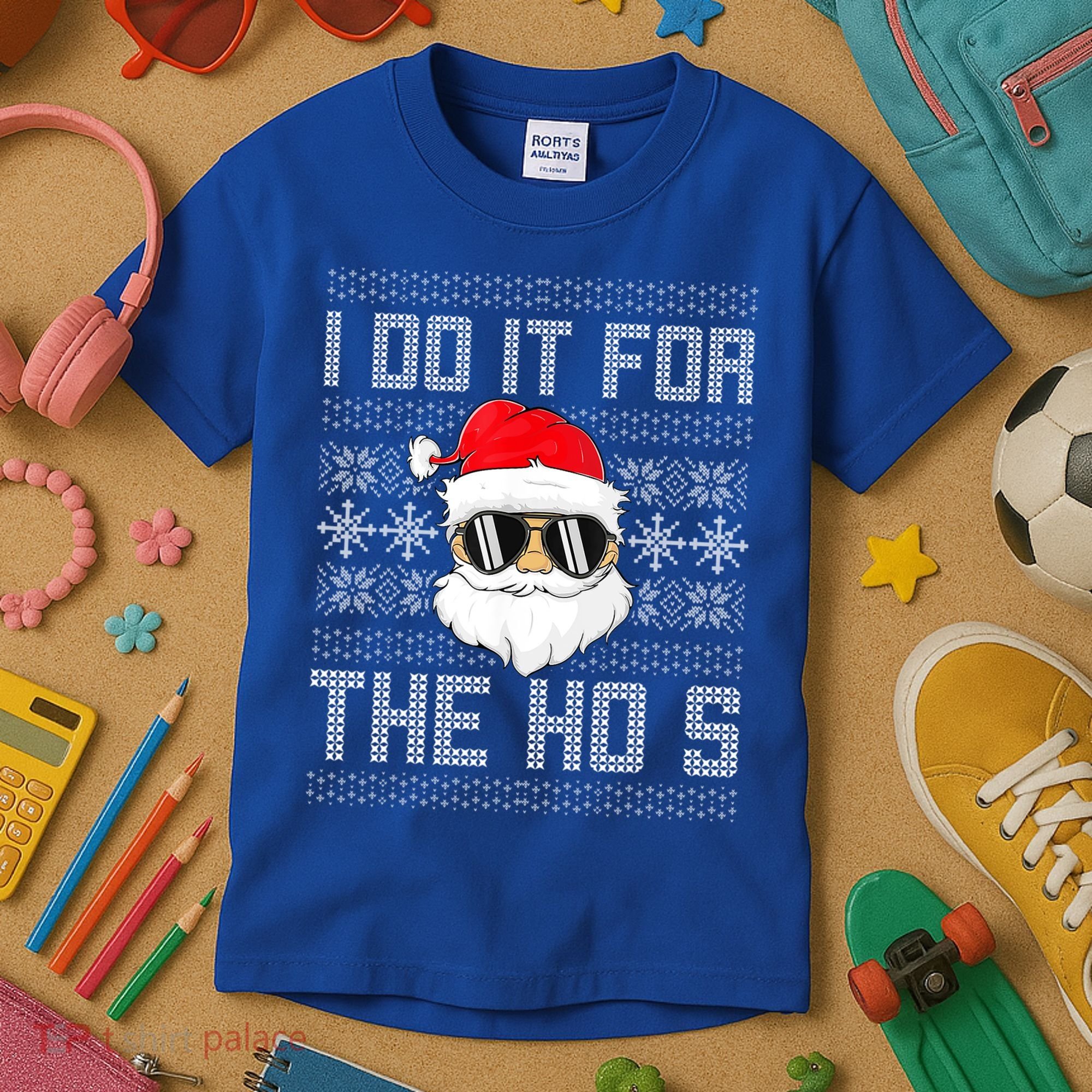 I Do It For The Hos Gift Santa Black Ugly Sweater Christmas Gift Kids T-Shirt