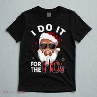 I Do It For The Hos Christmas African American Santa Black T-Shirt thumb 5