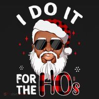 I Do It For The Hos Christmas African American Santa Black Bucket Hat thumb 4