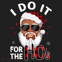 I Do It For The Hos Christmas African American Santa Black Beanie thumb 2
