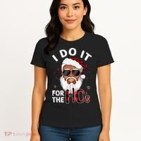 I Do It For The Hos Christmas African American Santa Black Women's T-Shirt thumb 4