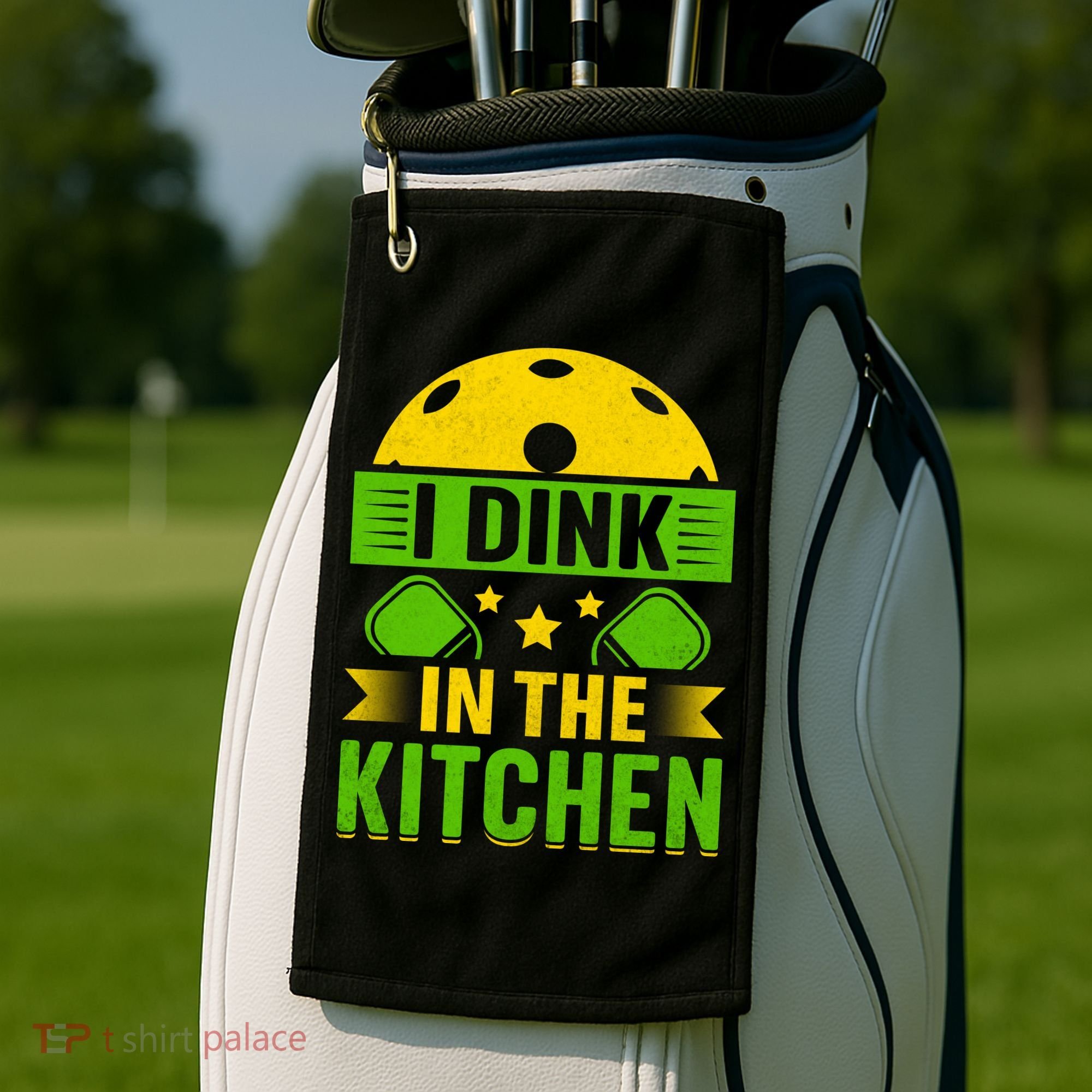 I Dink In The Kitchen Funny Pickleball Golf Towel