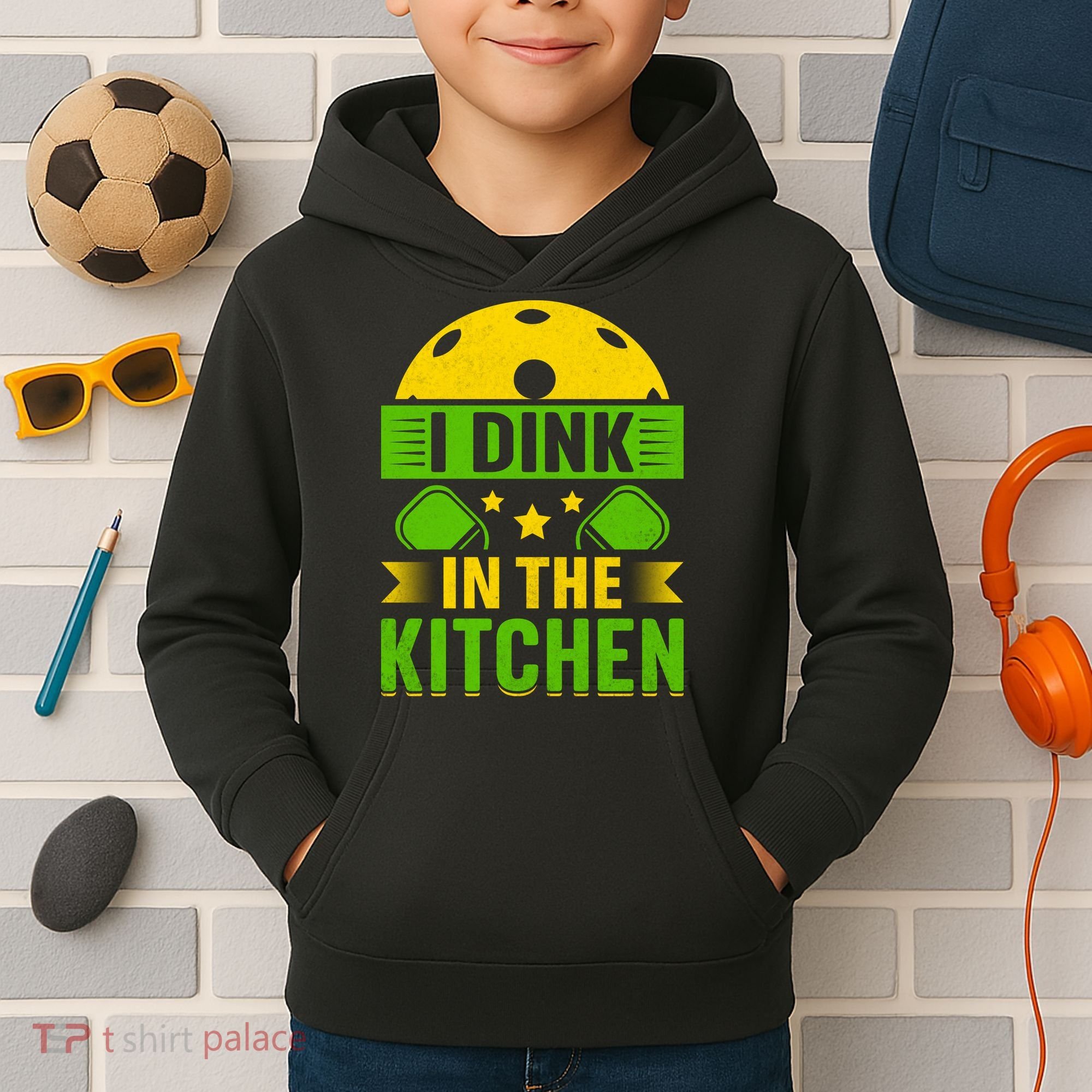 I Dink In The Kitchen Funny Pickleball Kids Hoodie