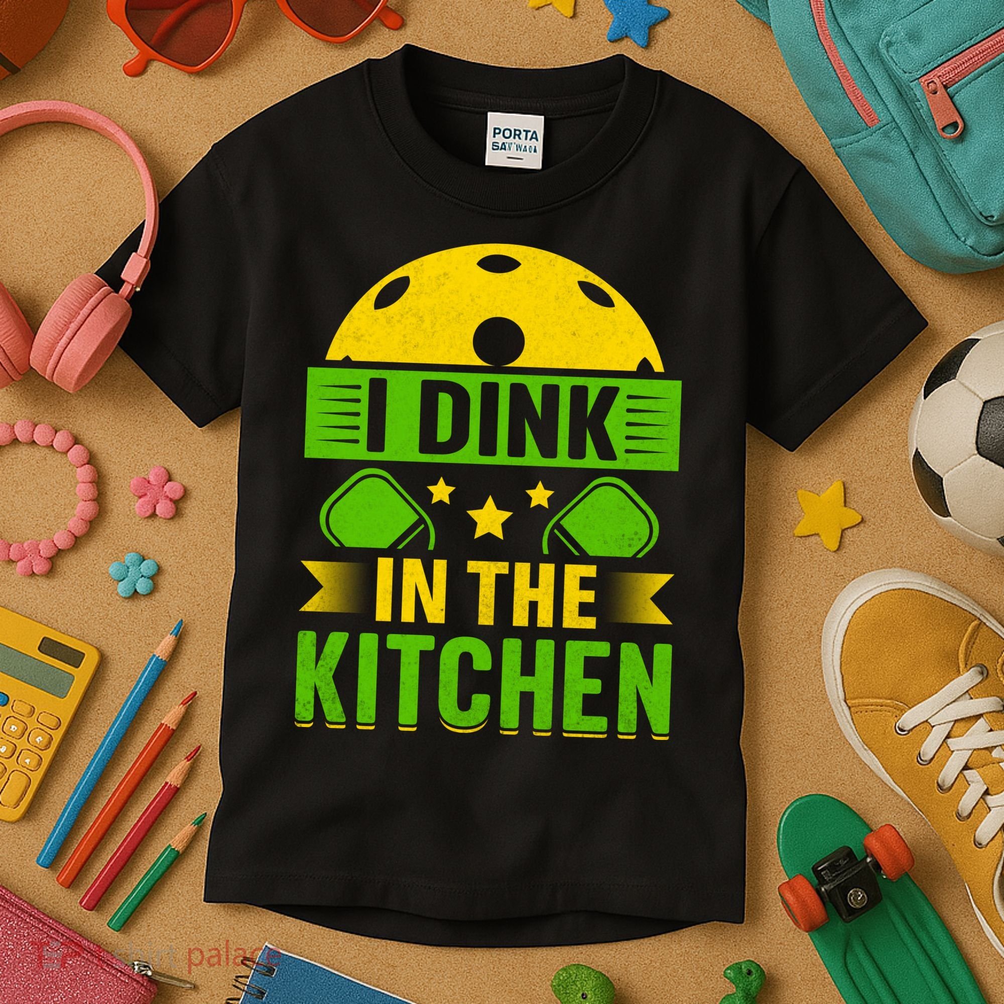 I Dink In The Kitchen Funny Pickleball Kids T-Shirt