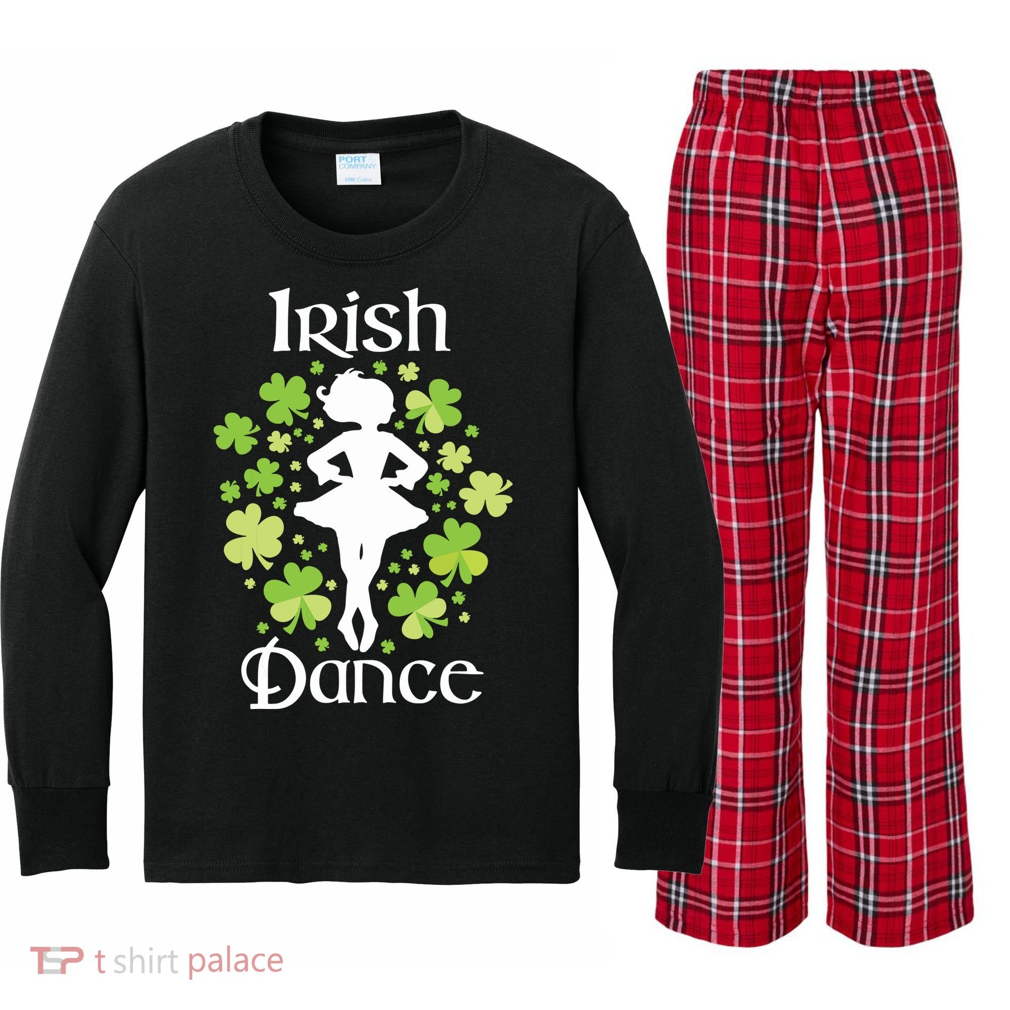 Irish Dance Irish Dancer Ceili Reel Dance Kids Long Sleeve Plaid Pajama Set