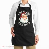 I Do It For The Hos Funny Inappropriate Christmas Santa Face Gift Apron thumb 2