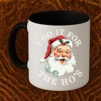 I Do It For The Hos Funny Inappropriate Christmas Santa Face Gift Coffee Mug thumb 2