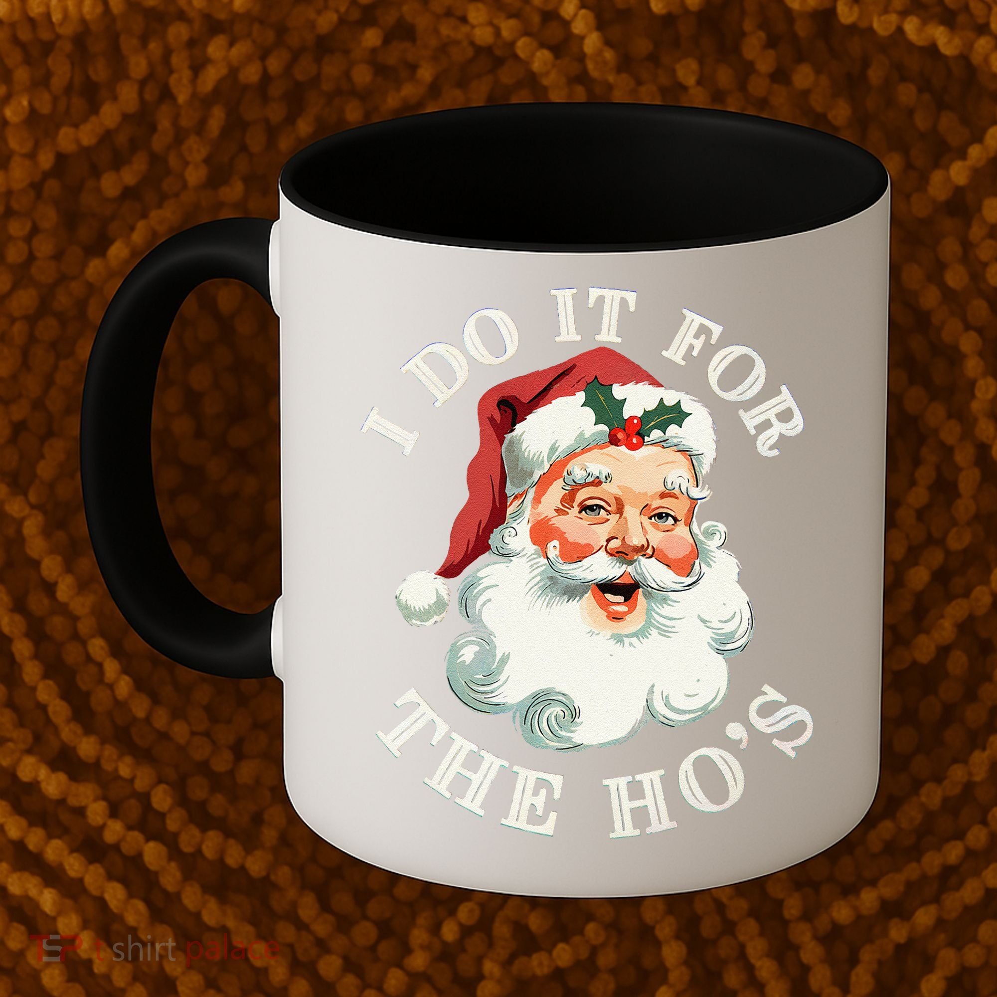 I Do It For The Hos Funny Inappropriate Christmas Santa Face Gift Coffee Mug