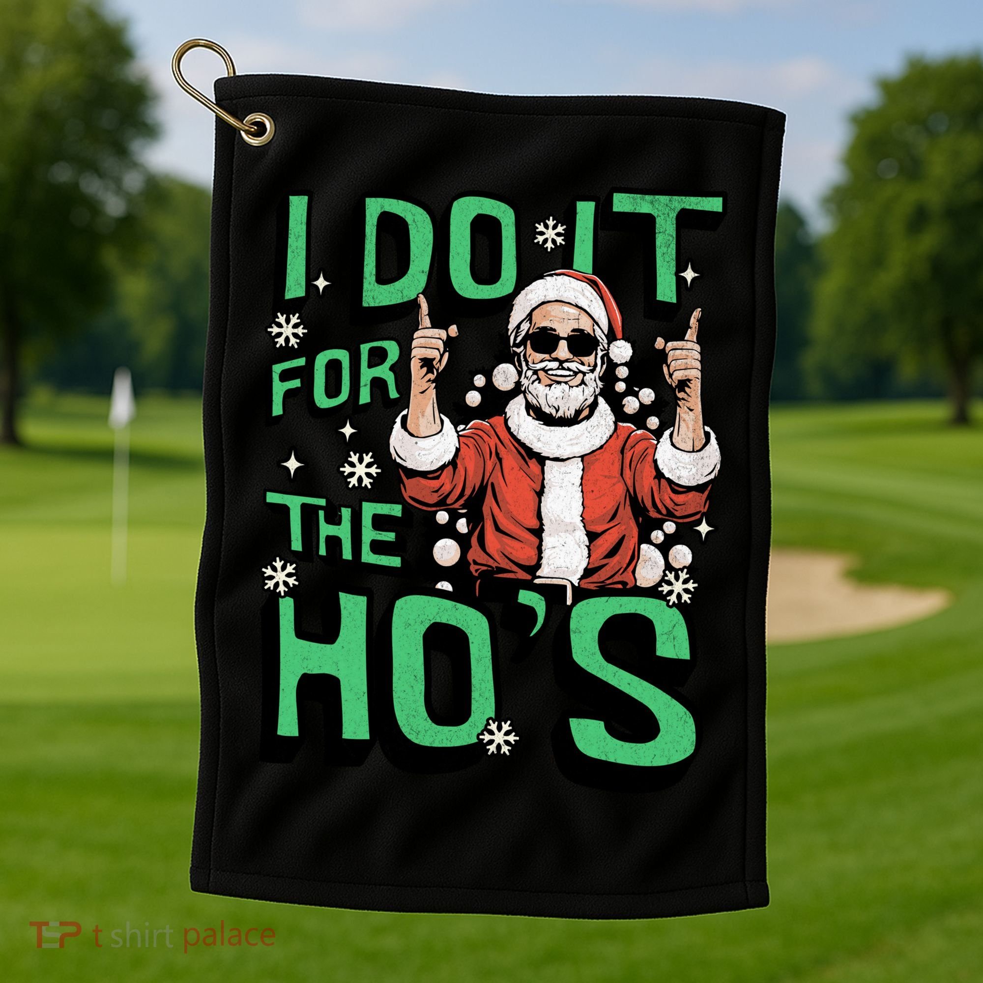 I Do It For The HoS Funny Christmas Santa Claus Golf Towel