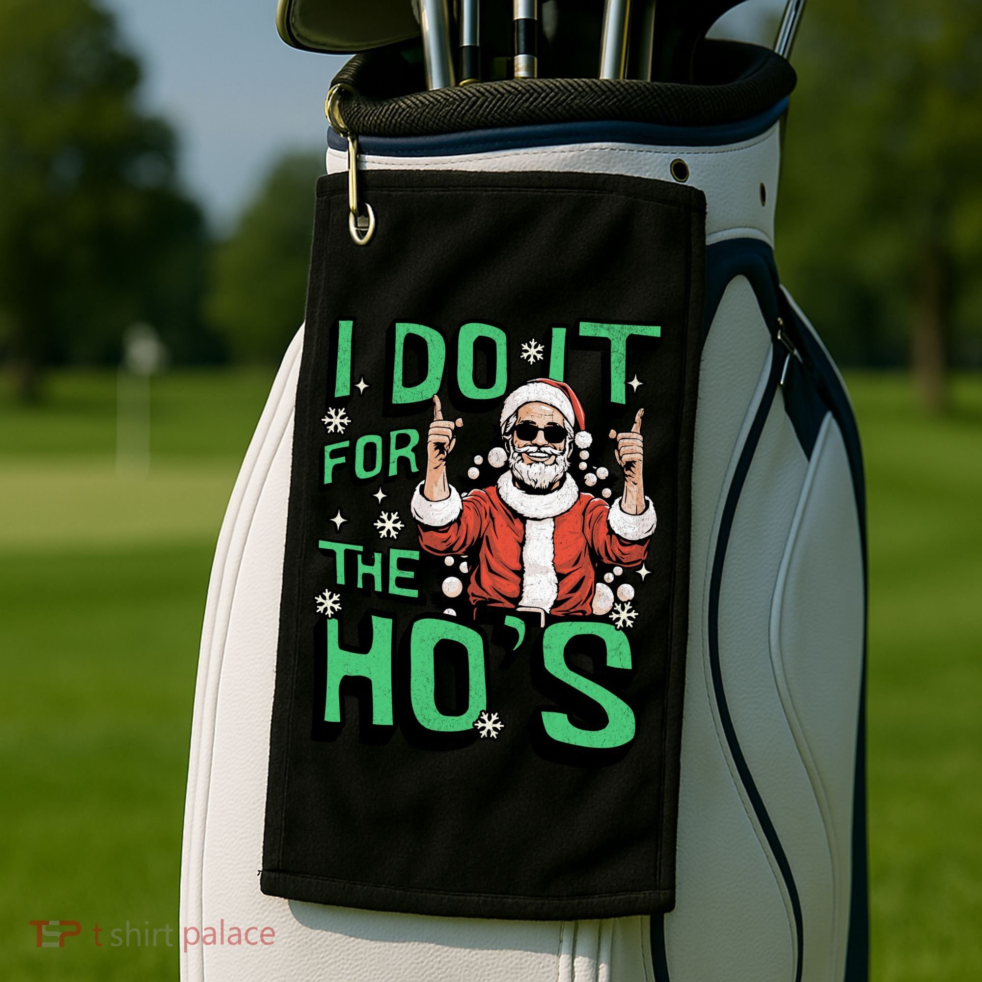 I Do It For The HoS Funny Christmas Santa Claus Golf Towel
