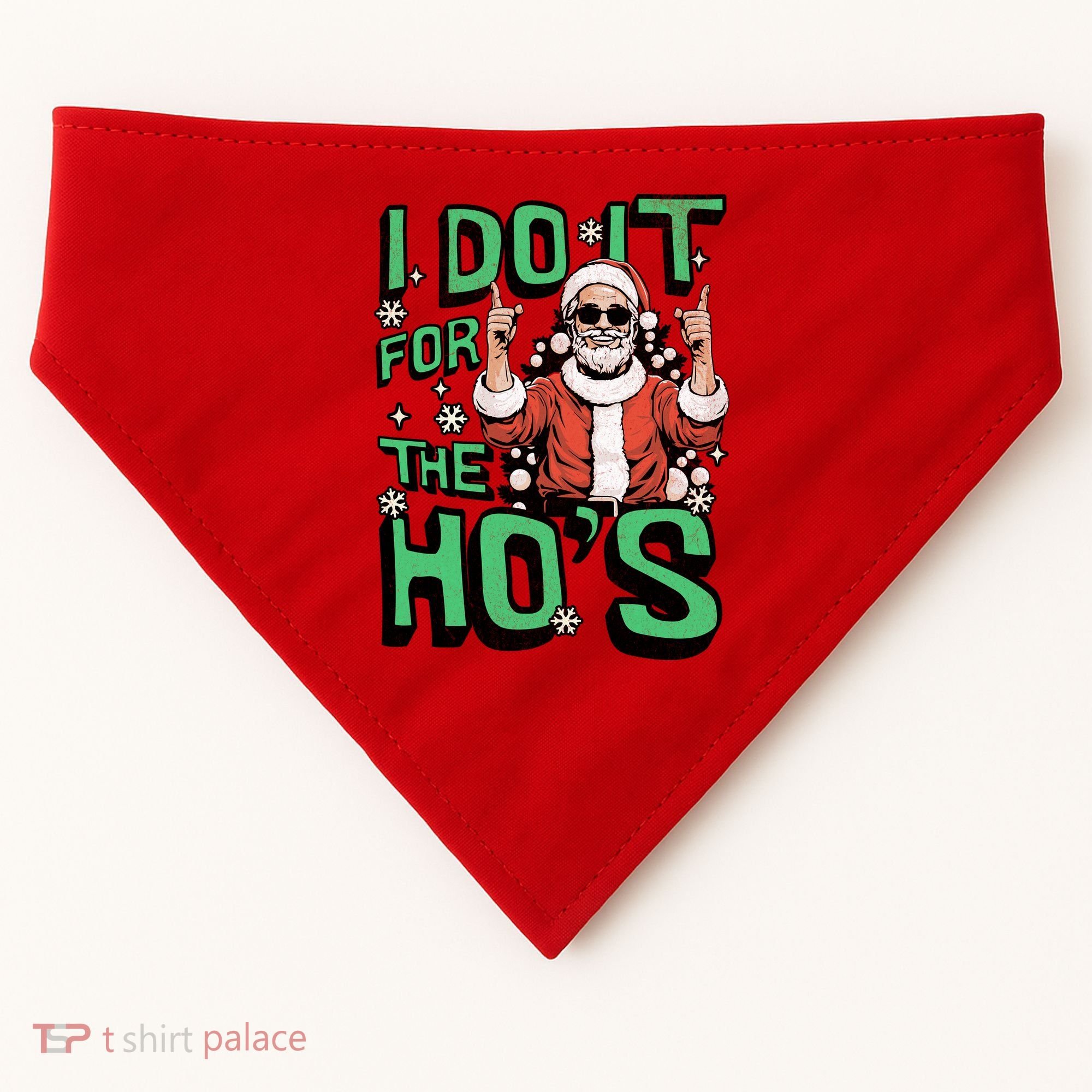I Do It For The HoS Funny Christmas Santa Claus USA-Made Doggie Bandana
