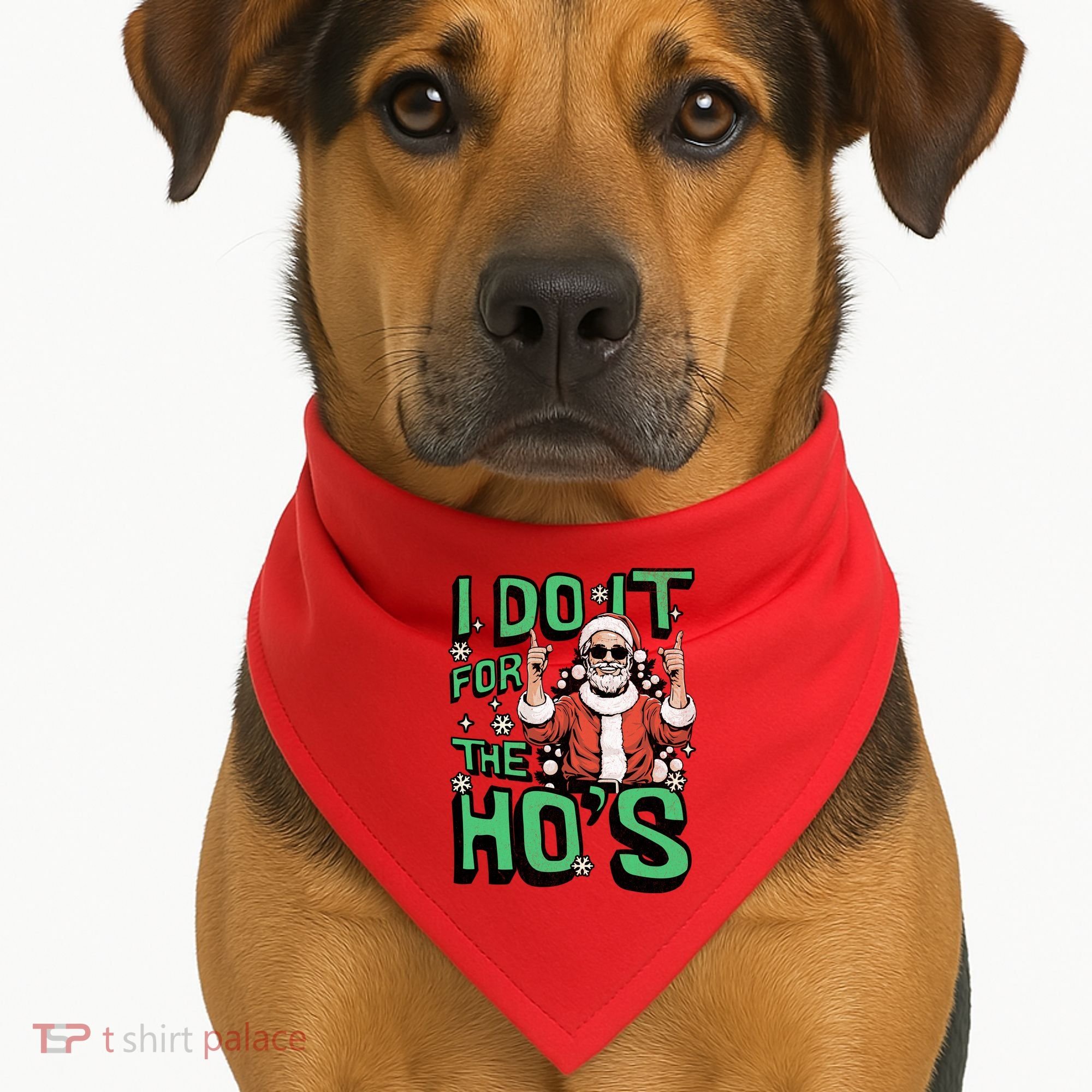 I Do It For The HoS Funny Christmas Santa Claus USA-Made Doggie Bandana