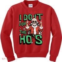 I Do It For The HoS Funny Christmas Santa Claus Kids Sweatshirt thumb 0