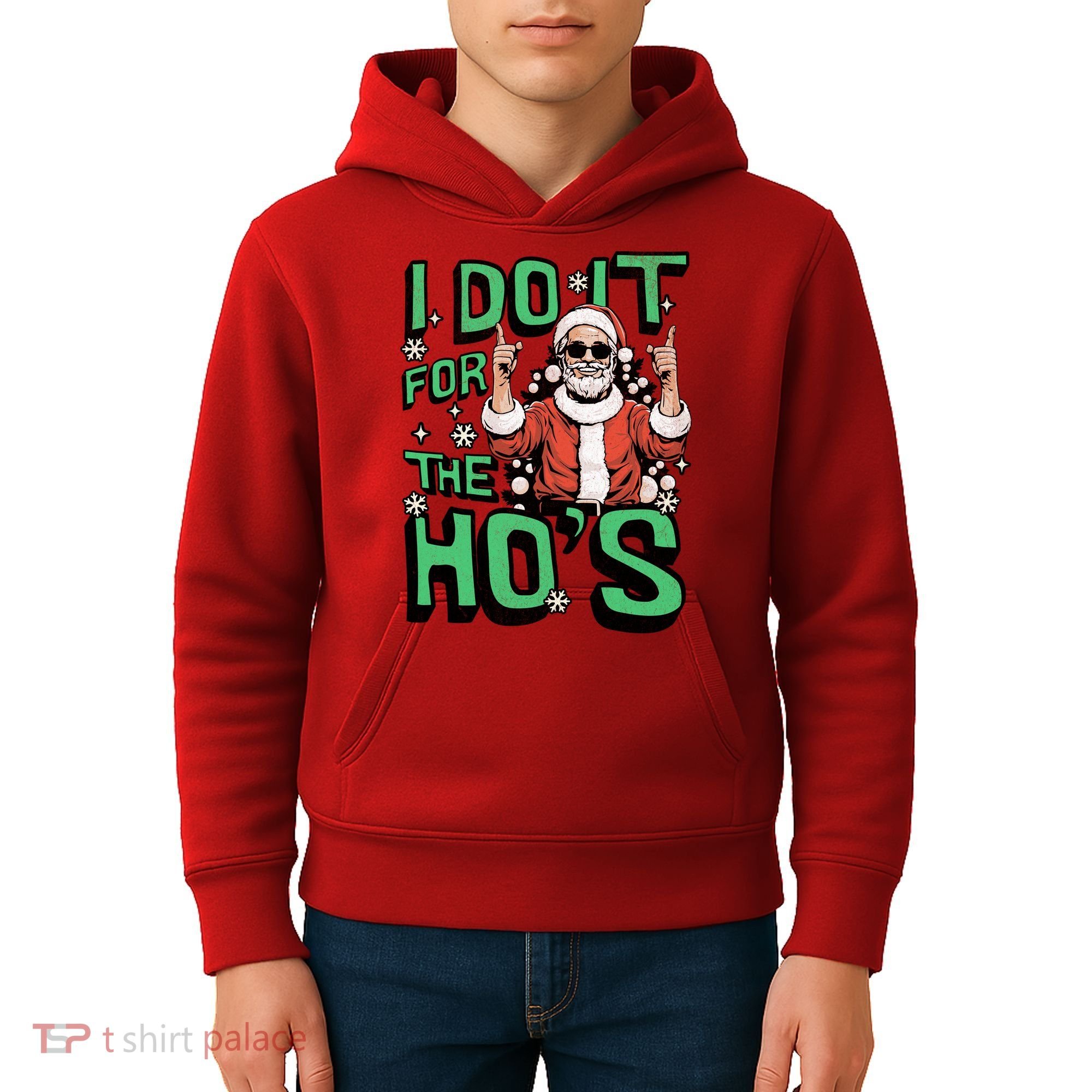 I Do It For The HoS Funny Christmas Santa Claus Kids Hoodie